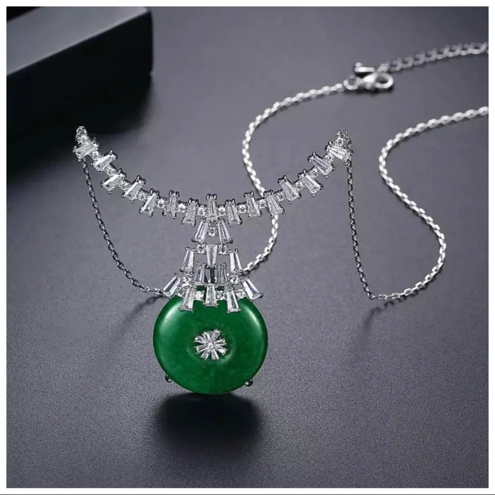 Swarovski Crystals The Cristabelle Jade Green Statement Necklace - Picture 4 of 6